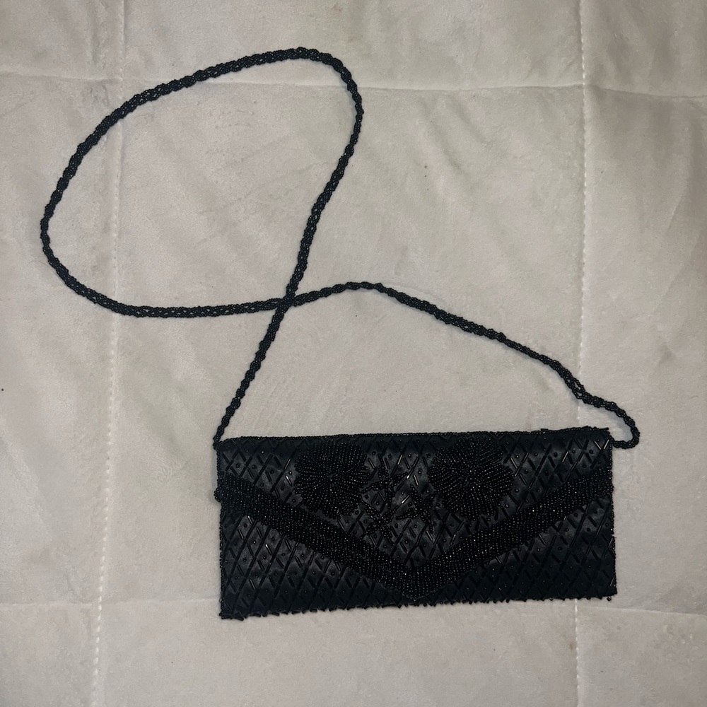 Vintage Black Beaded Clutch